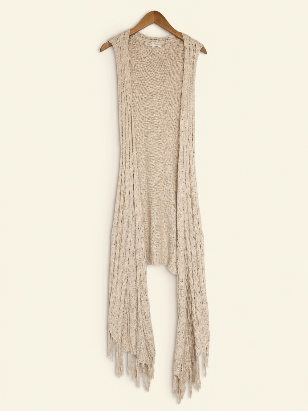 BY Together by Anthropologie 100% Cotton Cable Knit Fringe Vest | Size S/M | Boh - Picture 3 of 9